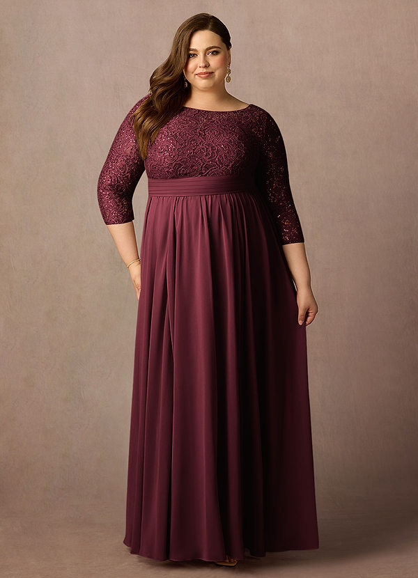 Azazie Carmena Klänningar till brudens mor Klä A-Line i Chiffong Paljetter Cabernet image1