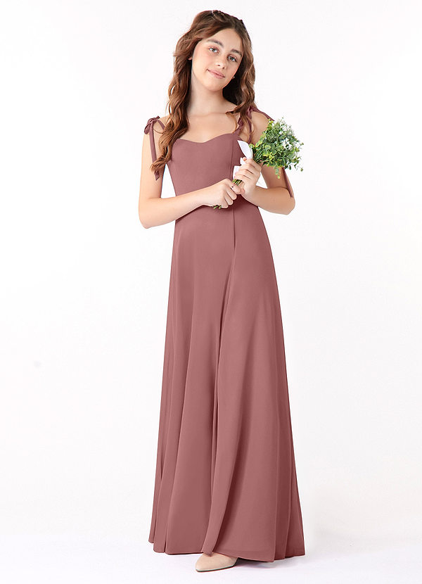 Azazie Rosey Junior Desert Rose A-Line Sweetheart Neckline Chiffon Dress image1
