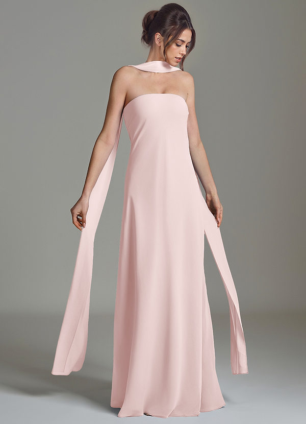 Azazie Ilana Bridesmaid Dresses Blushing Pink A-Line Strapless Chiffon Dress image1