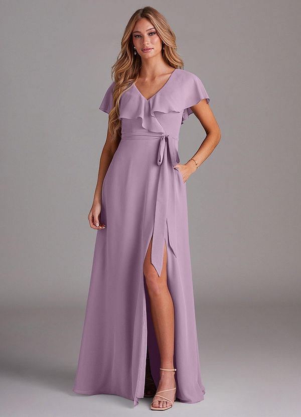 Azazie Lainey Bridesmaid Dresses Wisteria A-Line with Pockets Chiffon Dress image1