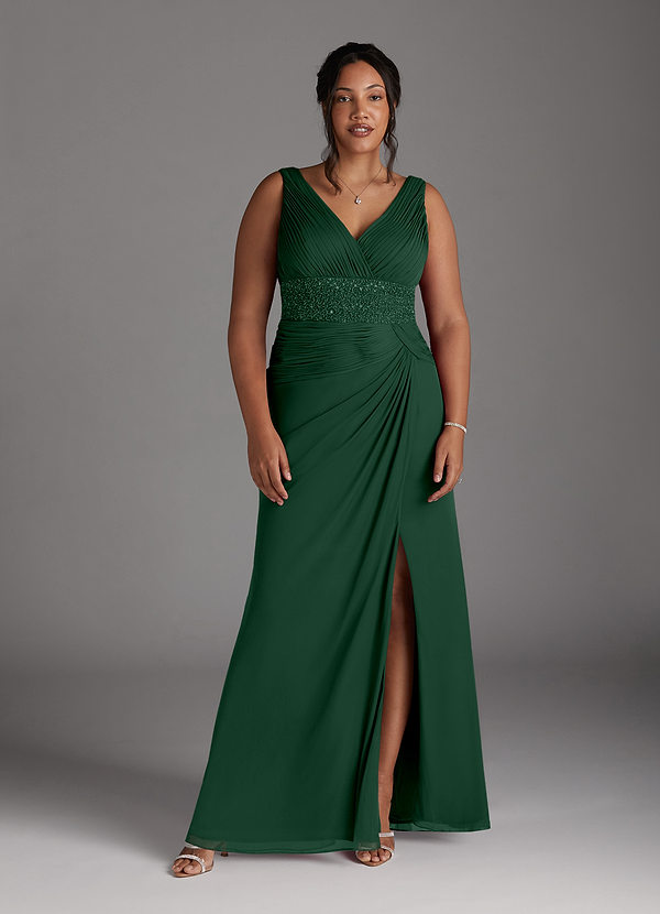Azazie Winona Mother of the Brides Dresses Dark Green Mermaid Sequins Mesh Dress image1