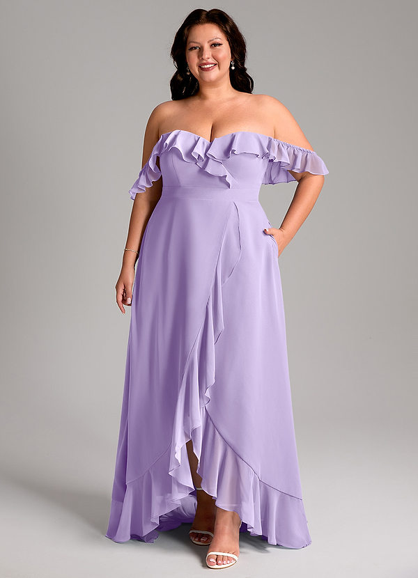 Azazie Lyra Bridesmaid Dresses Lilac A-Line Chiffon Convertible Dress image1