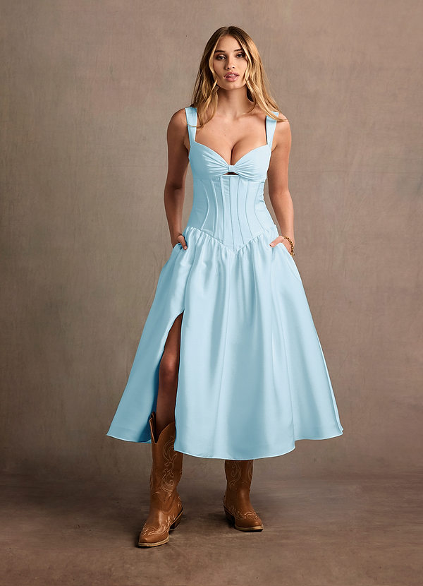 Arwen Sky Blue Dropped Waist Midi Dress image1