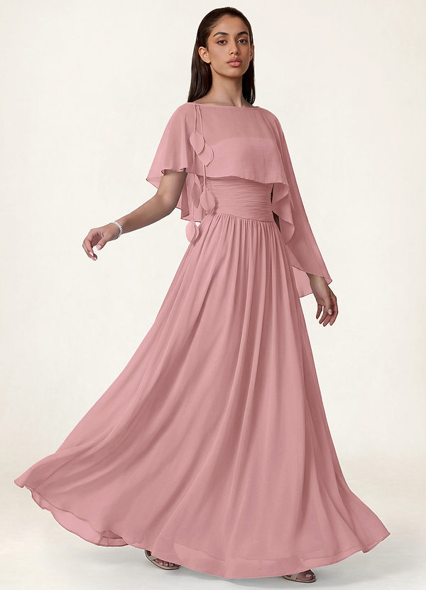 front Azazie Cape en mousseline transparente à motif floral assortie