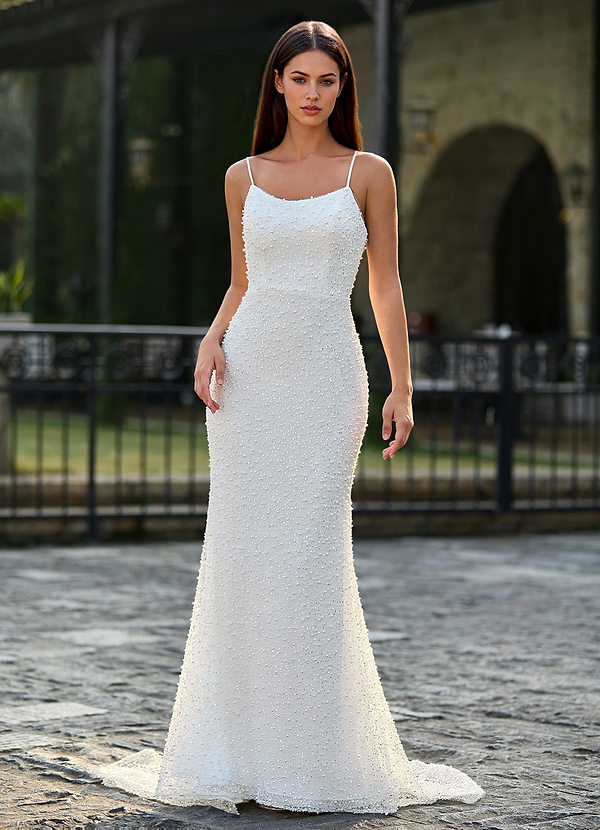 Lunaire White Mermaid Beading Prom Dress image1