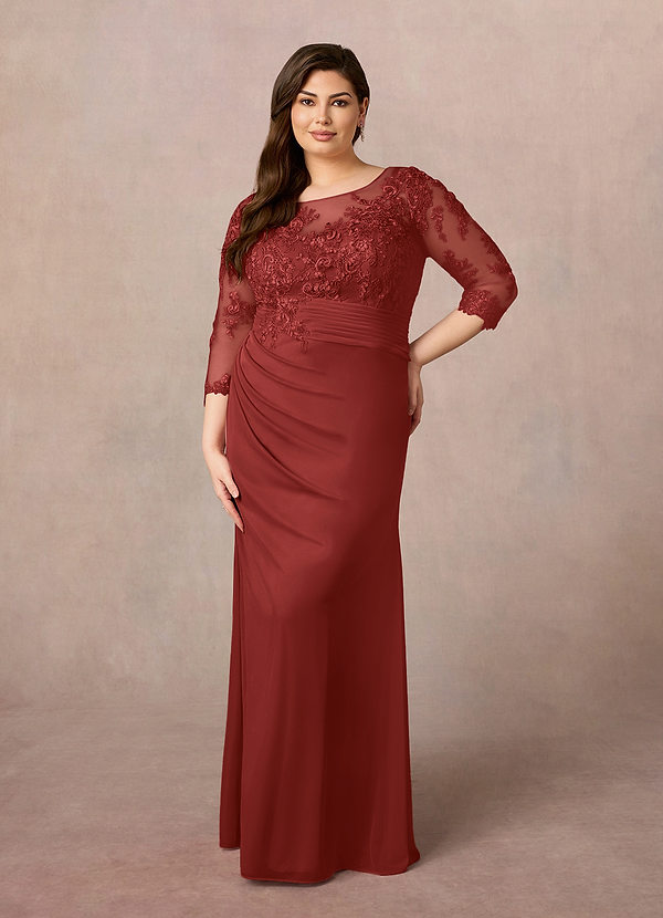 Azazie Fatemah Mother of the Brides Dresses Rust Mermaid Scoop Lace Lace Dress image1