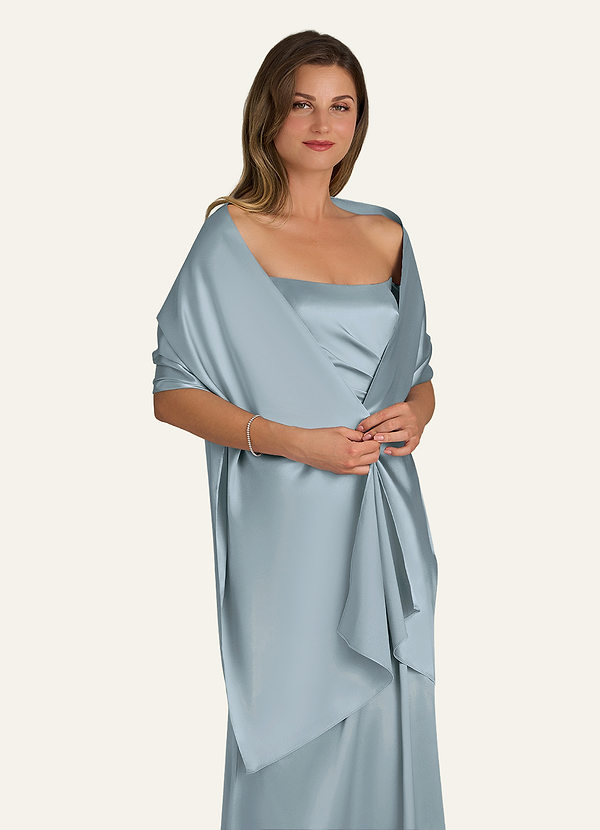 front Azazie Matching Color Ireland Metallic Satin Shawl