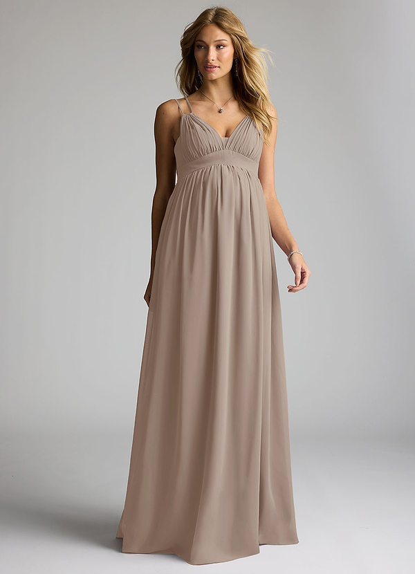 Azazie Emree Maternity Bridesmaid Dresses A-Line Chiffon Floor-Length Dress image1