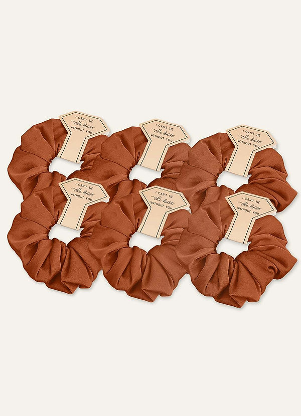 front Matching Color Bridesmaid Stretch Satin Over Size Scrunchie 6 pic Set