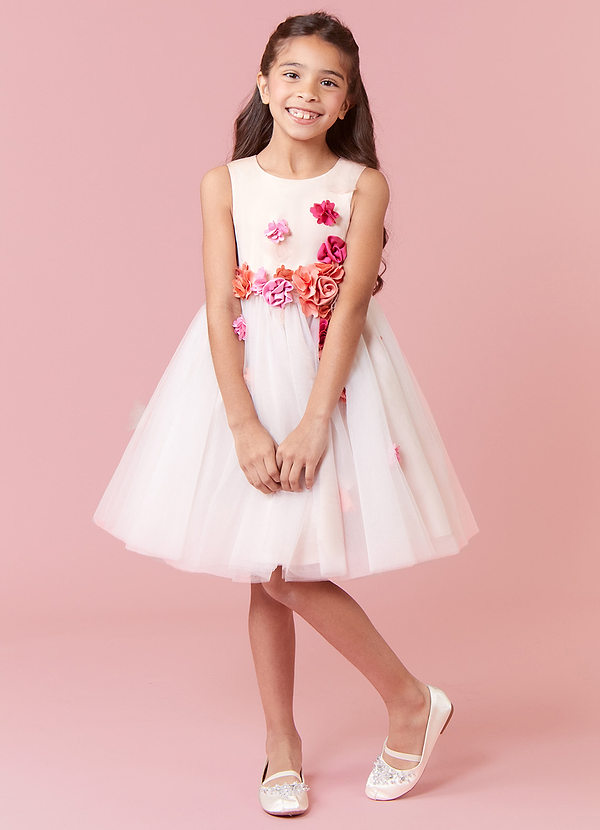 Barbie ♥ Azazie Flower Girl Dresses Floral Satin and Tulle A-line Dress image1