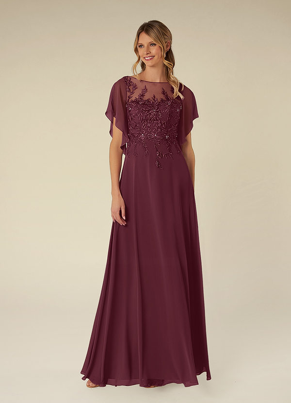 Azazie Faviola Mother of the Bride Dresses Cabernet A-Line Boatneck sequins Chiffon Dress image1