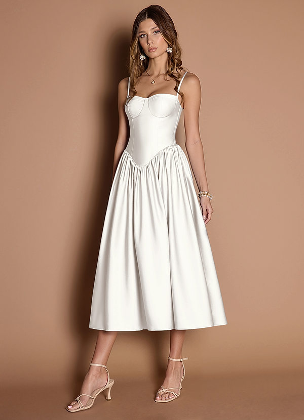 Ottilie White Pleated Midi Dress image1