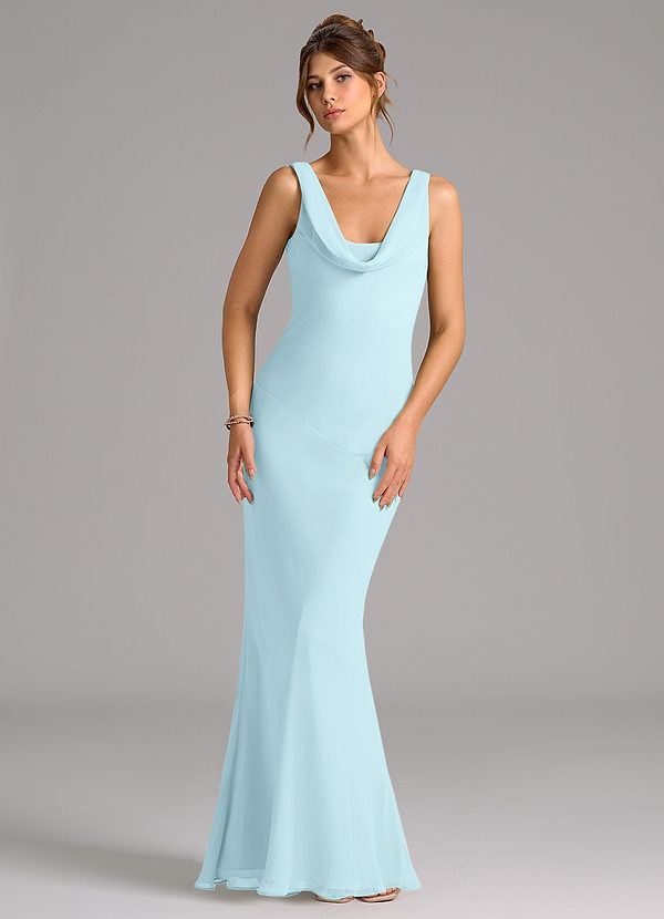 Azazie Rylina Bridesmaid Dresses Cloud Blue Mermaid Pleated Chiffon Dress image1