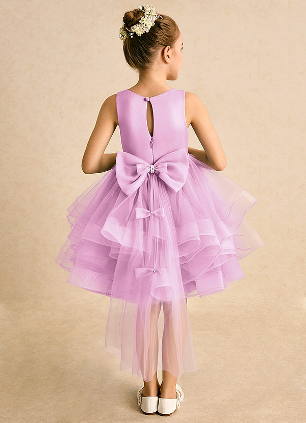 Azazie Tinie Flower Girl Dresses Candy Pink Ball-Gown Bow Tulle Dress image1