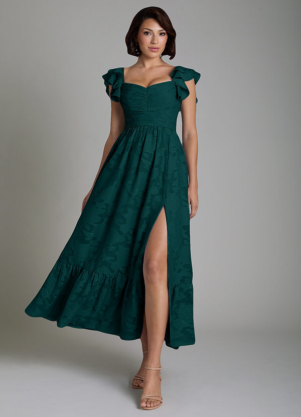 Anaya Bridesmaid Dresses Pine A-Line Ruched Floral Burnout Dress image1