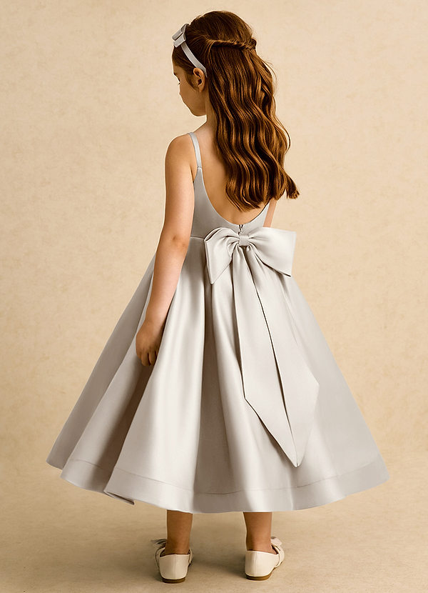 Azazie Babs Flower Girl Dresses Frost Ball-Gown Pleated Matte Satin Dress image1