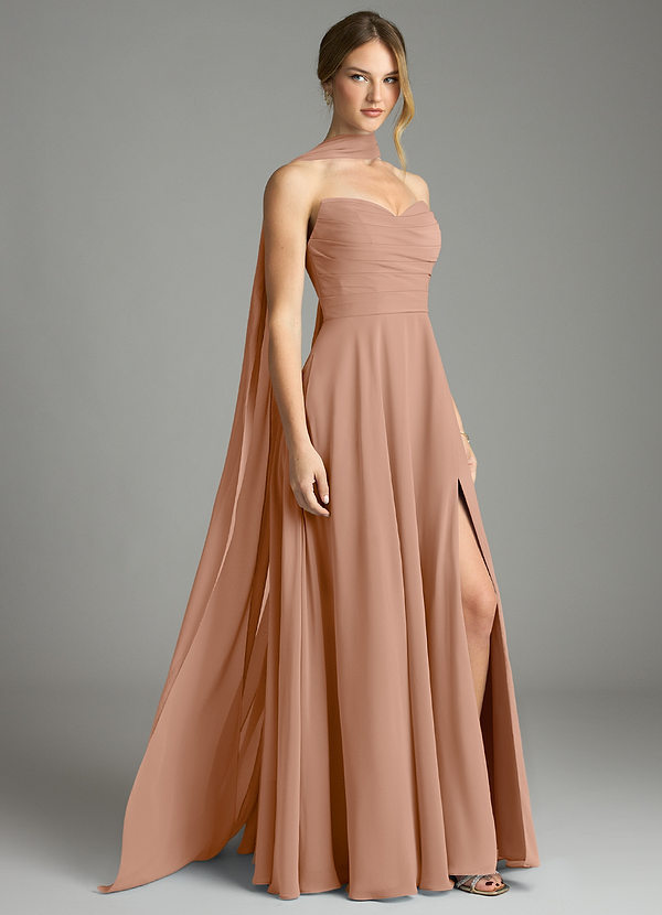 Azazie Ayla Abiti da Damigella Abito A-Line in Chiffon Scollo a Cuore Champagne Rosa image1