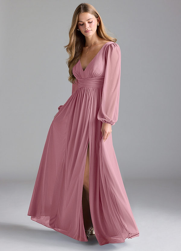 Azazie Norah Brautjungfernkleider A-Linie Gittergewebe Kleid Vintage Mauve image1