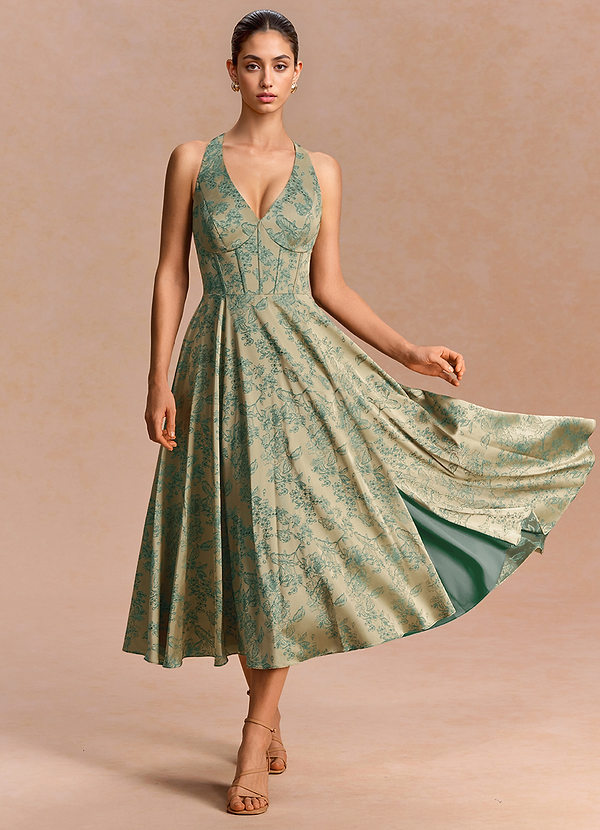 Vestido Platino Verde Azulado Midi Sonia image1