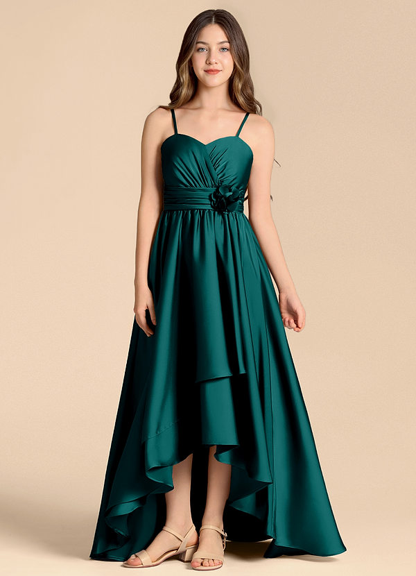 Azazie Catalina Junior Klä av A-Line i Stretch Satin Älskling Halsringning image1