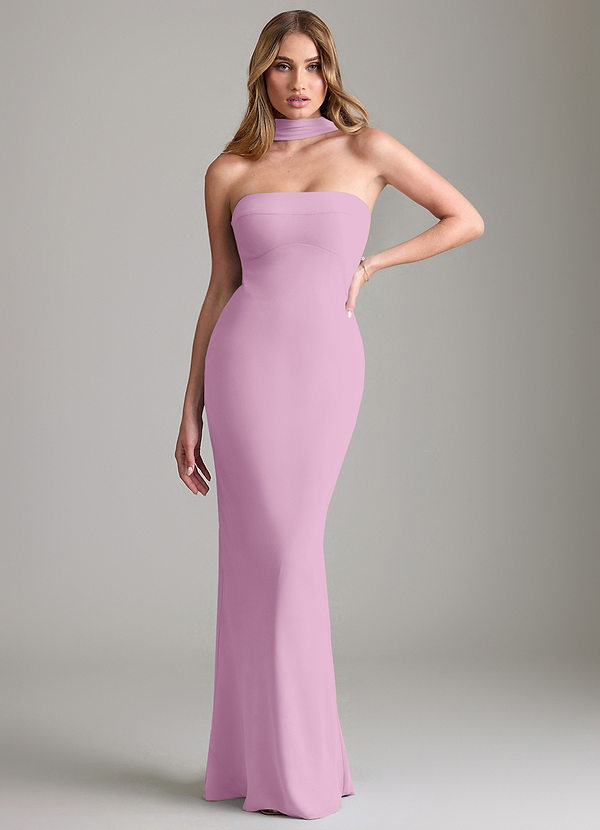 Azazie Lusinda Bridesmaid Dresses Candy Pink Mermaid Off the Shoulder Chiffon Convertible Dress image1