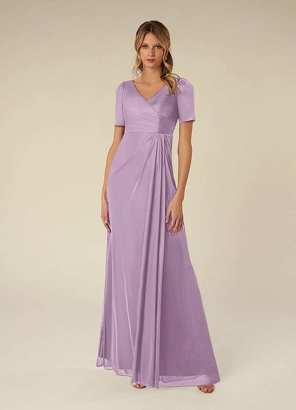 Azazie Bessie Mother of the Brides Dresses Wisteria A-Line Pleated Mesh Dress image1