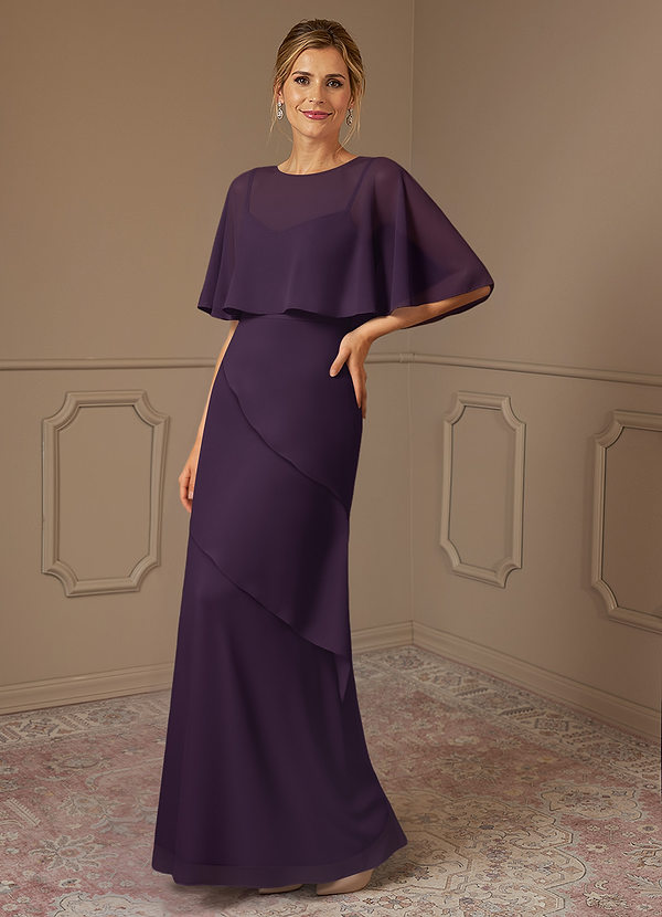 Azazie Bowie Mother of the Brides Dresses Plum A-Line Chiffon Dress image1
