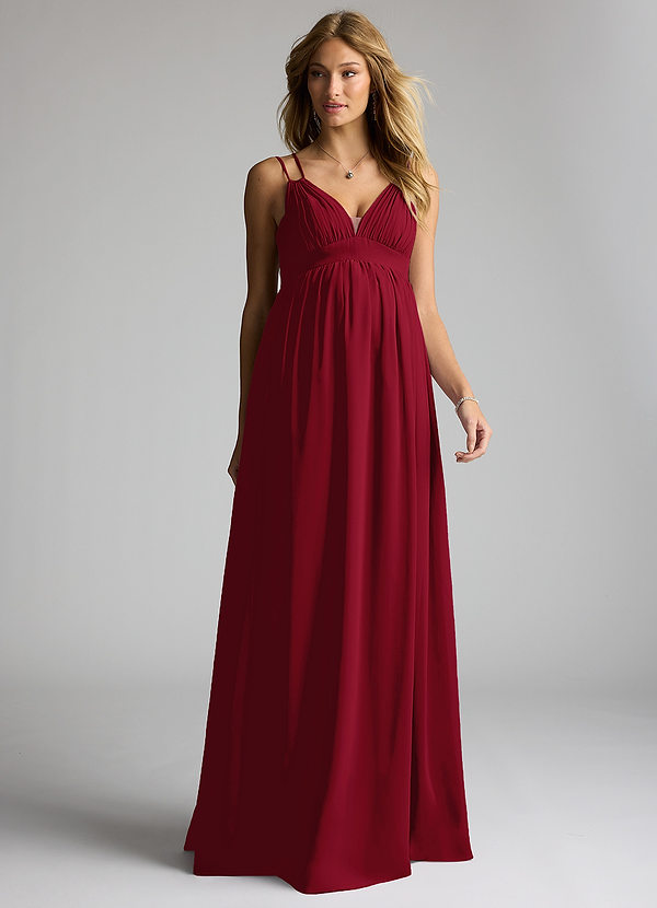 Azazie Emree Maternity Bridesmaid Dresses A-Line Chiffon Floor-Length Dress image1