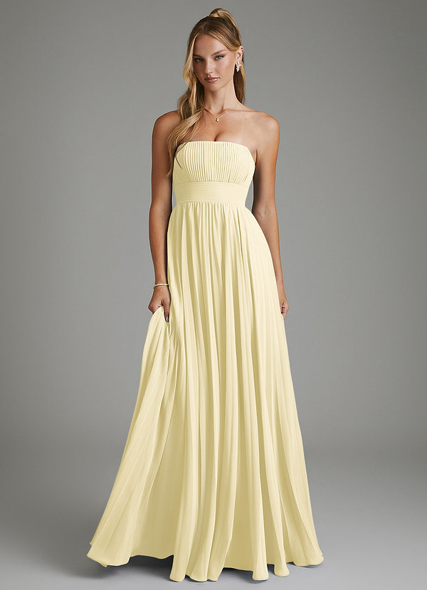 Azazie Ari Abiti da Damigella Abito A-Line in Chiffon Senza Spalline Sorbetto Al Limone image1