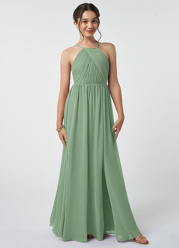 Azazie Leighton Matcha de Gasa/ Chiffon de Mono con Plisado image1