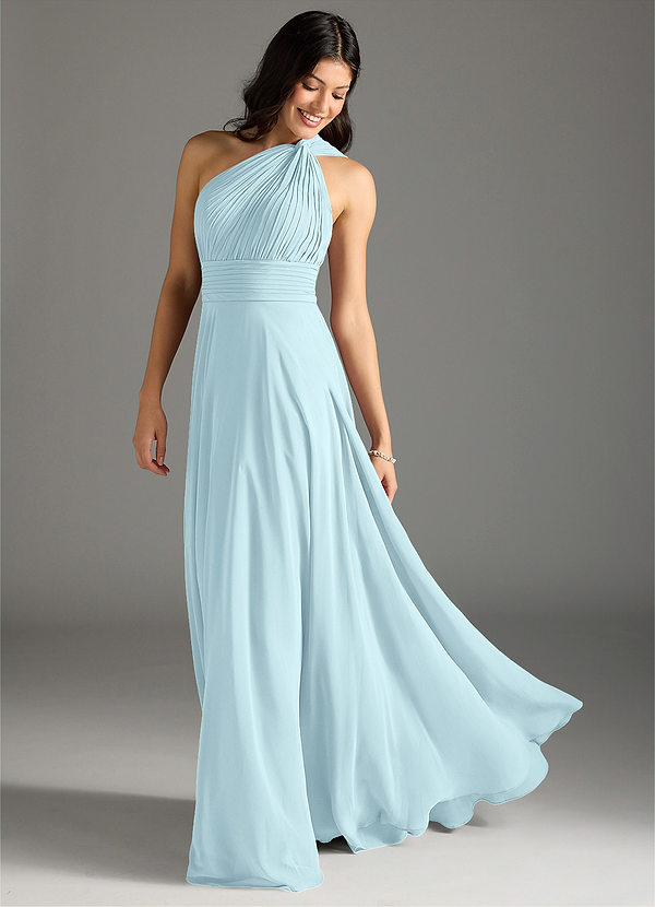 Azazie Charlize Bridesmaid Dresses Cloud Blue A-Line One Shoulder Chiffon Dress image1