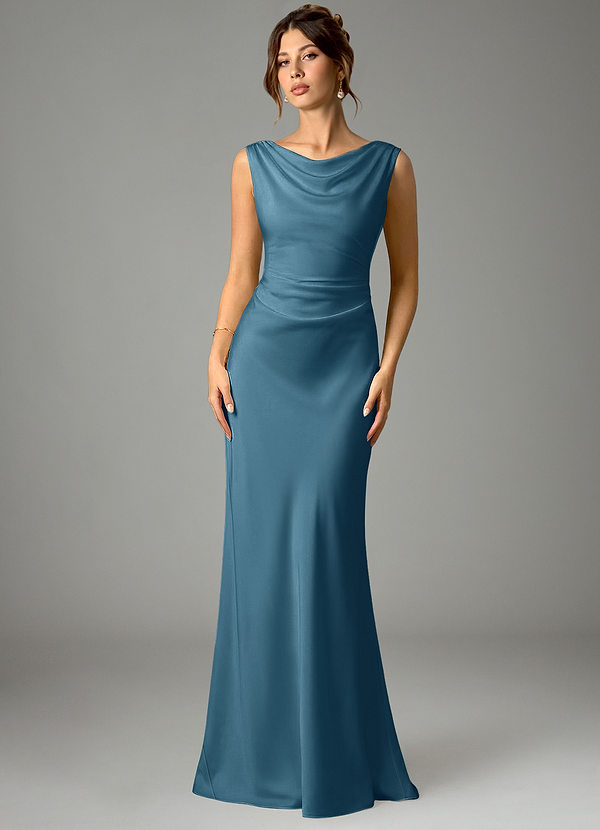 Azazie Kieryn Bridesmaid Dresses Bermuda Mermaid Pleated Stretch Satin Dress image1