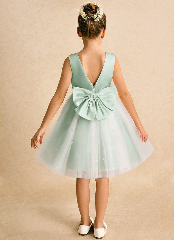 Azazie Esme Robes de Fillette d'Honneur Robe Princesse en Tulle Arc Agave image1