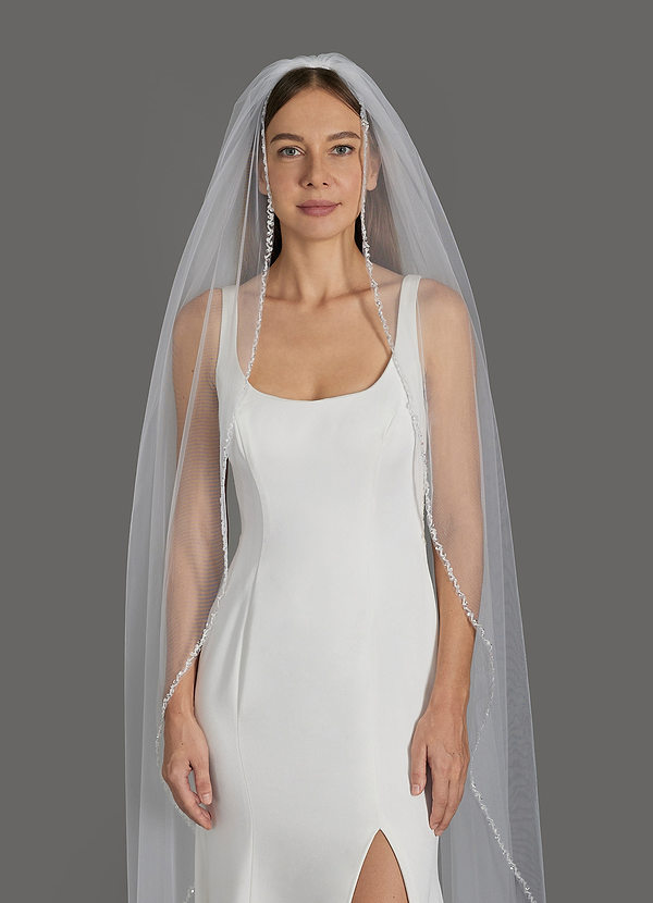 front Sheena Beads Cathedral Length Veil