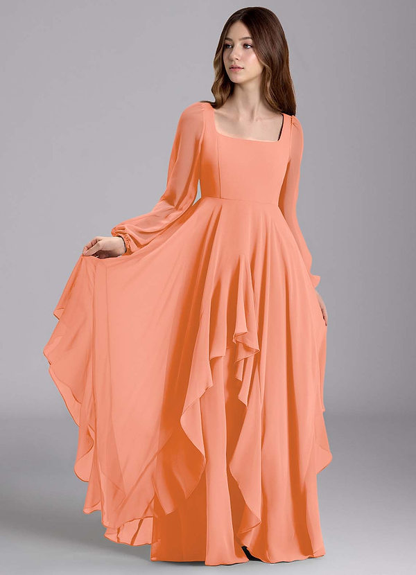 Azazie Clara Junior Abito A-Line in Chiffon Blusa Tramonto image1