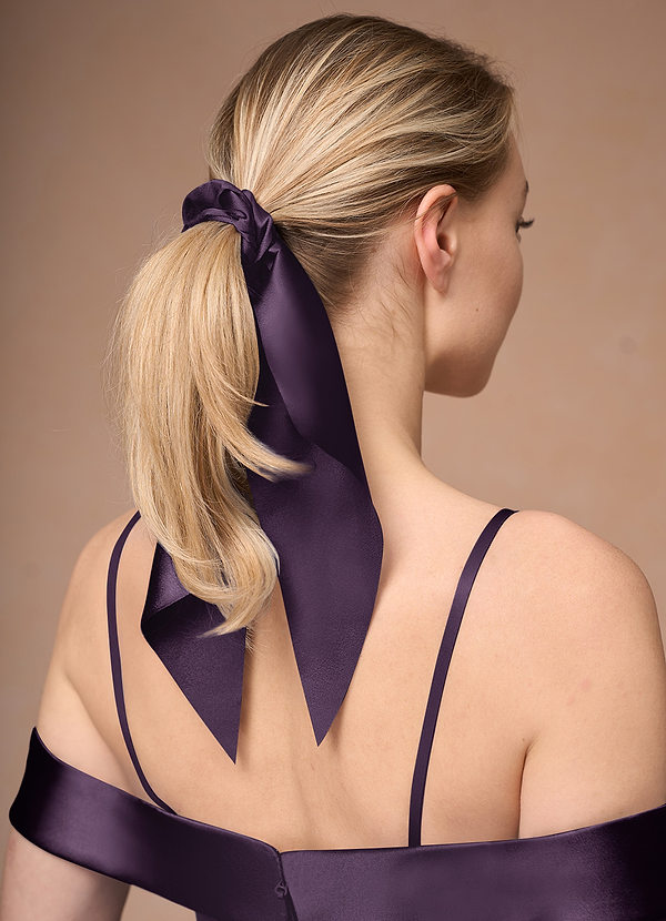 front Matching Color Matte Satin Hair Scarf Scrunchie