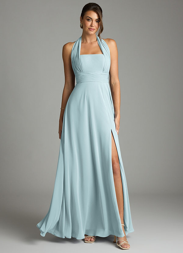 Azazie Tamira Suknie dla druhen Linia A Pofałdowany Szyfon Do ziemi Sukienka image1