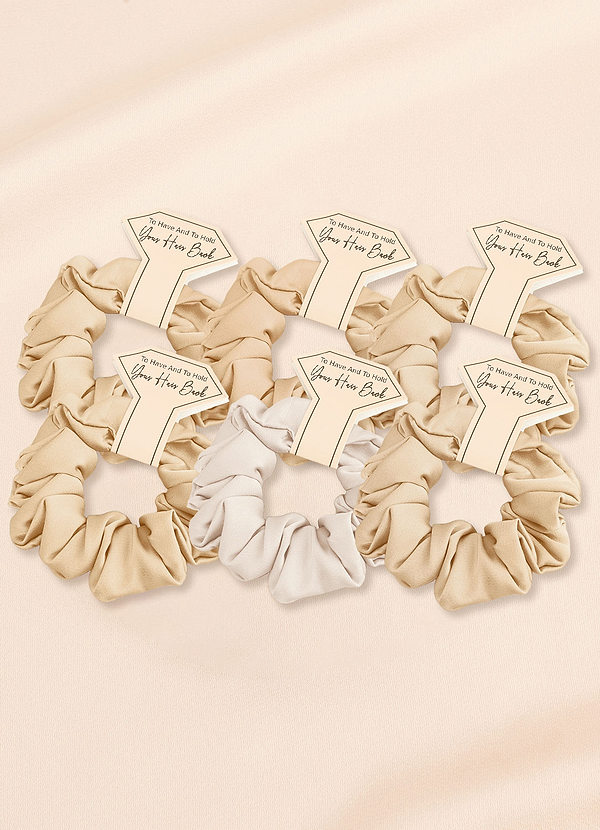 front Matching Color Six-Piece Mixed Color Bridesmaid Stretch Satin Regular Size Scrunchie Set