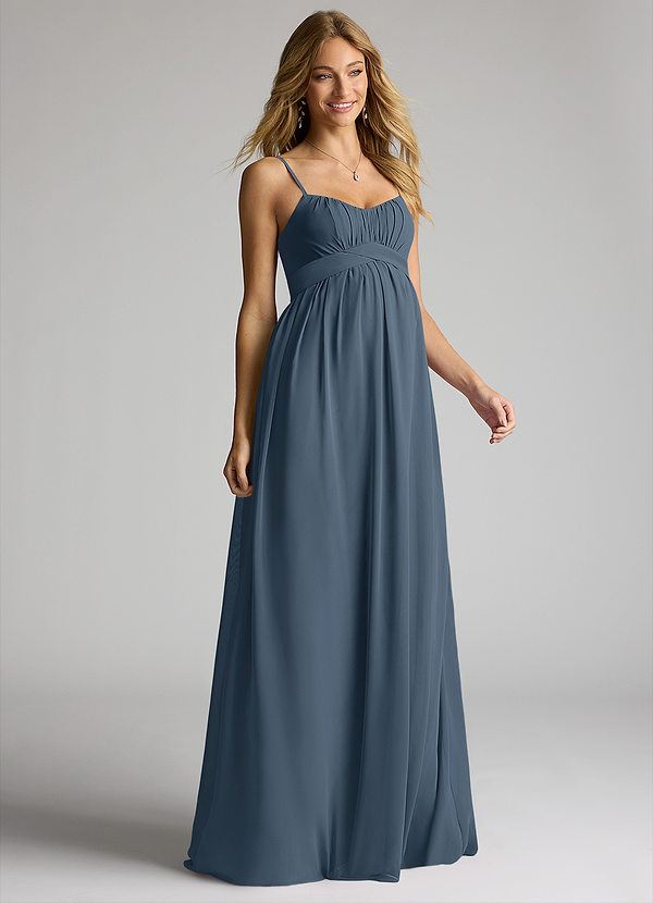 Azazie Llana Maternity Bridesmaid Dresses A-Line Chiffon Floor-Length Dress image1