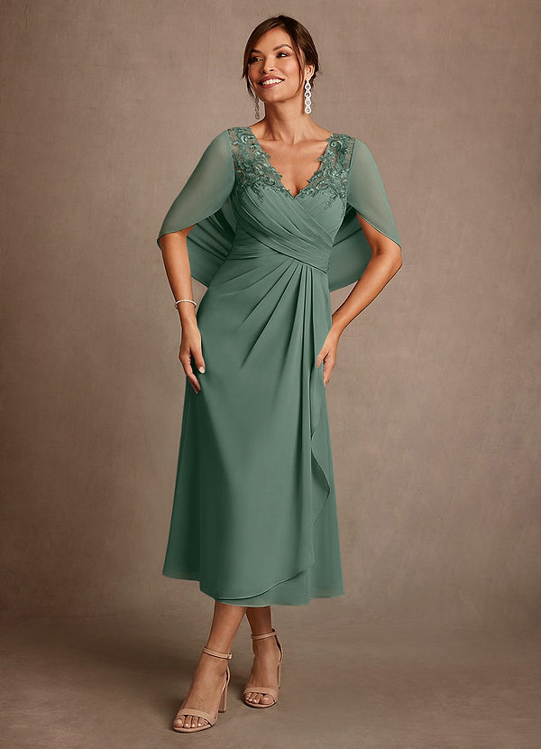 Azazie Forums Brautmutterkleider A-Linie Spitze Kleid Eukalyptus image1