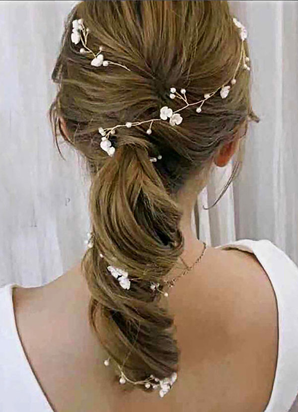 back White Floral Vine Headpieces
