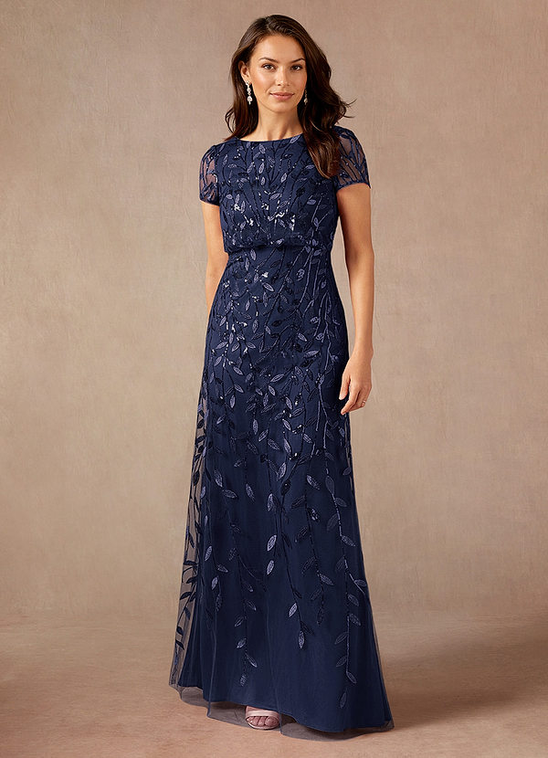 Azazie Lehi Mother of the Brides Dresses Dark Navy A-Line Sequins Dress image1