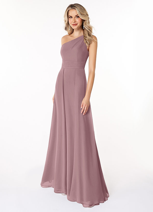 Azazie Dallas Bridesmaid Dresses Dusty Rose A-Line One Shoulder Chiffon Dress image1