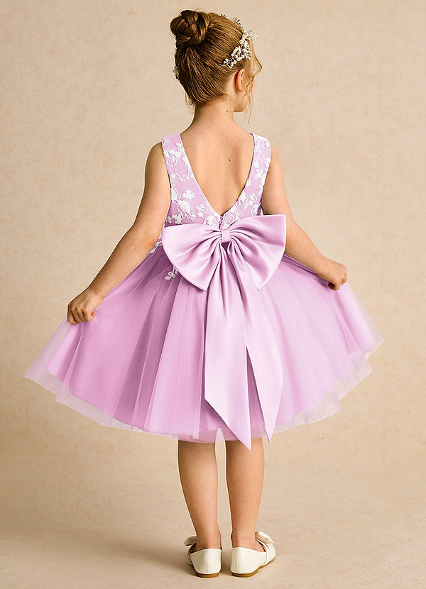 Azazie Butterfly Flower Girl Dresses Candy Pink A-Line Lace Dress image1