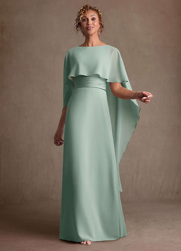 Azazie Marilla Vestidos para la madre de la novia Vestido Agave de Gasa de Corte en A con Plisado image1