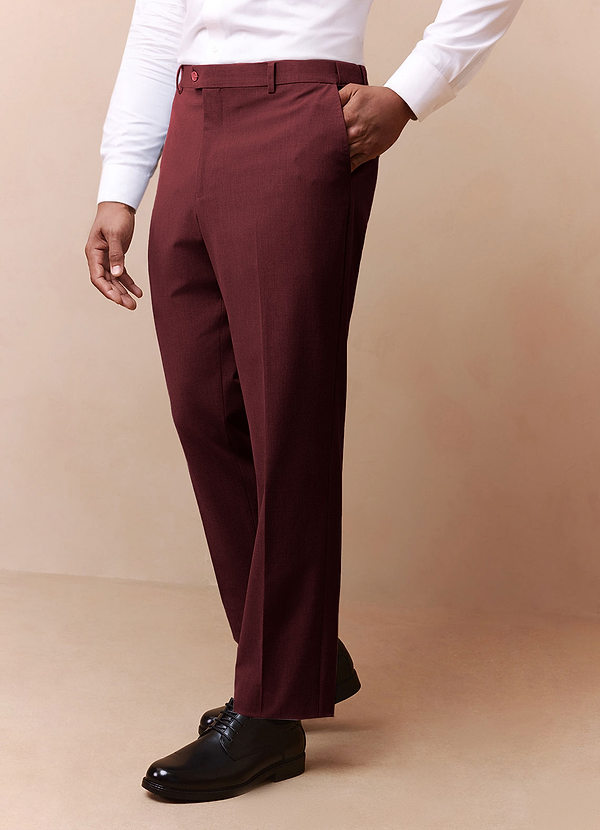front Savile Burgundy Wool Blend Dress Pants