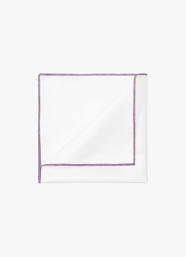 front Ivory Matte Satin Pocket Square with Colored Edge