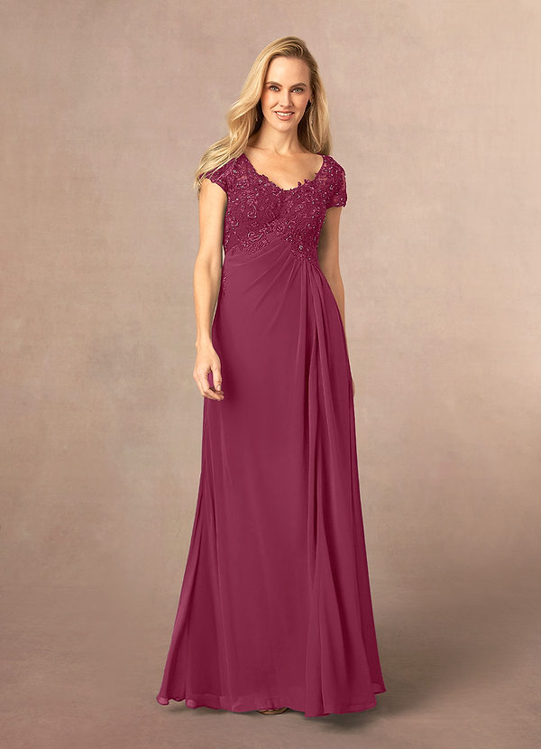 Azazie Jetta Brautmutterkleider A-Linie Pailletten Chiffon Kleid Maulbeerrot image1