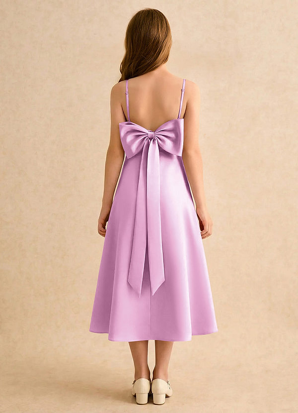 Azazie Jaella Girls Formal Klänningar för brudeflicka Klä A-Line i Matt satäng Plisserad image1