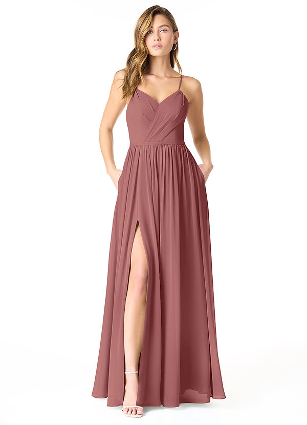 Azazie Cora Brautjungfernkleider A-Linie Plissee Chiffon Kleid Amethyst image1